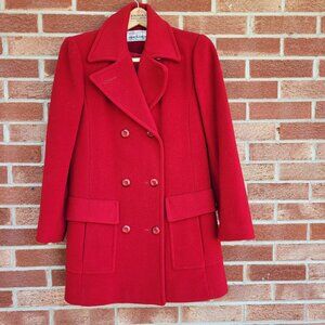 Vintage Authentic Mackintosh Red Pea Coat Women's Size 6 100% Wool Made in USA